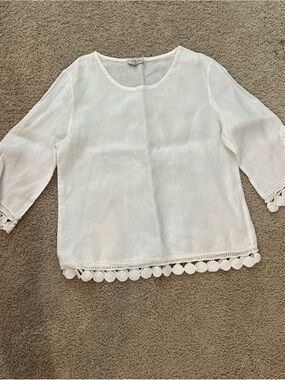 BELLAMBIA White Linen Blouse Sz S